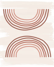 Load image into Gallery viewer, An art print featuring two ombre pink rainbows with one upside down.
